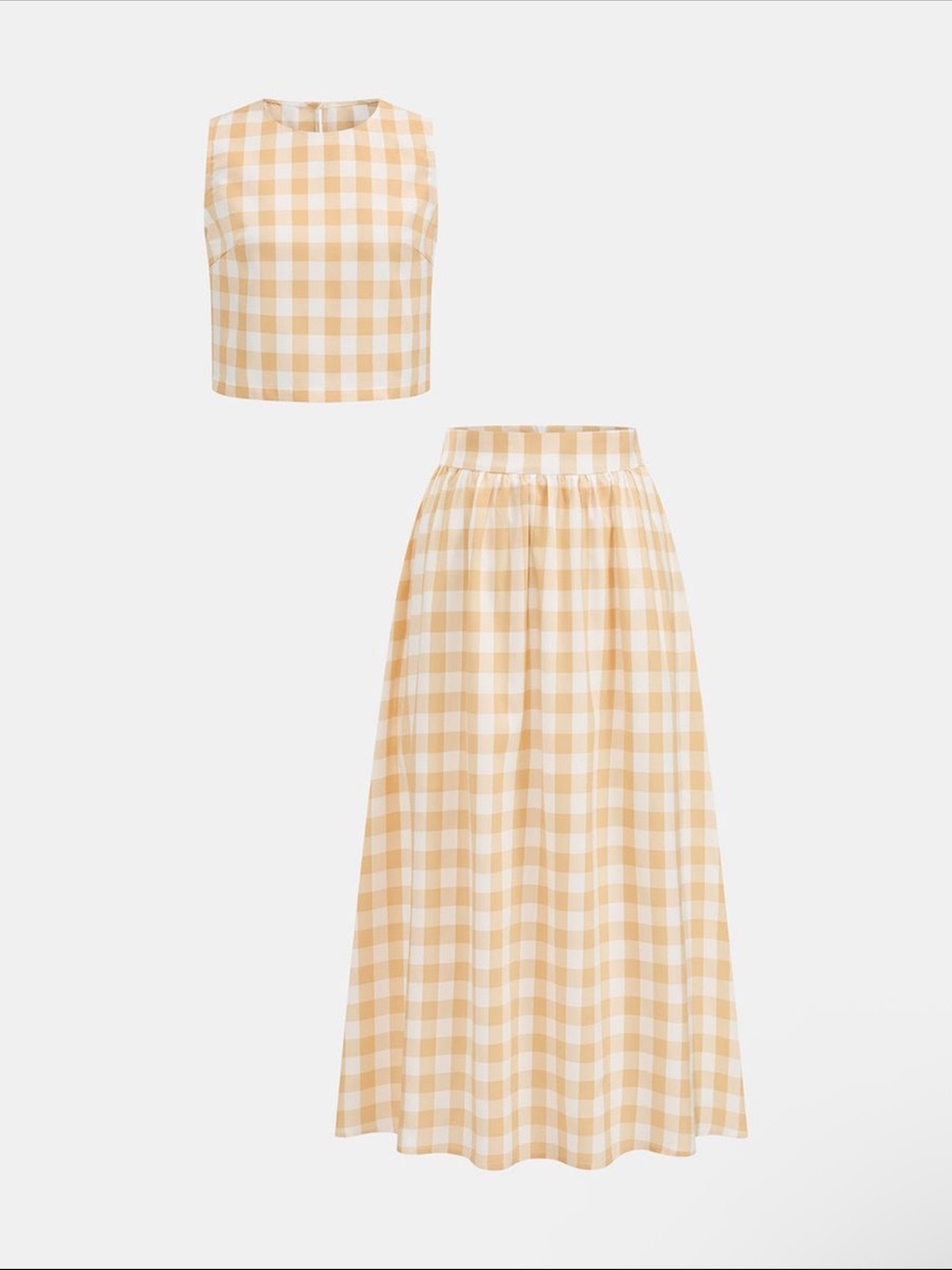 Commense Yellow Gingham Maxi Skirt Set - Picture 2 of 13